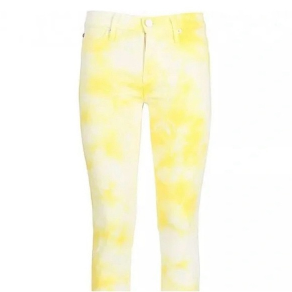 Hudson Yellow White Tie Dye Skinny Zipper Fly Jeans Made in the USA Size 28 - Picture 1 of 15